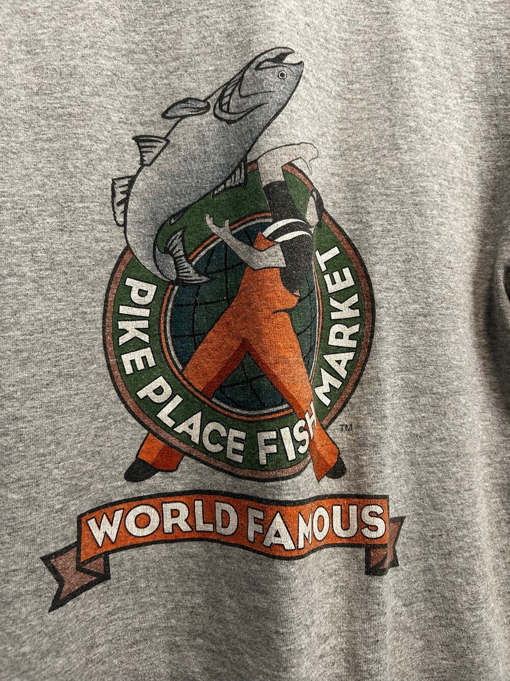 Vintage Pike Place Fish Market Seattle T Shirt Men’s M Gray Jerzees Y2K Graphic